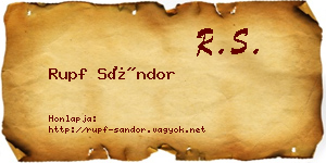 Rupf Sándor névjegykártya